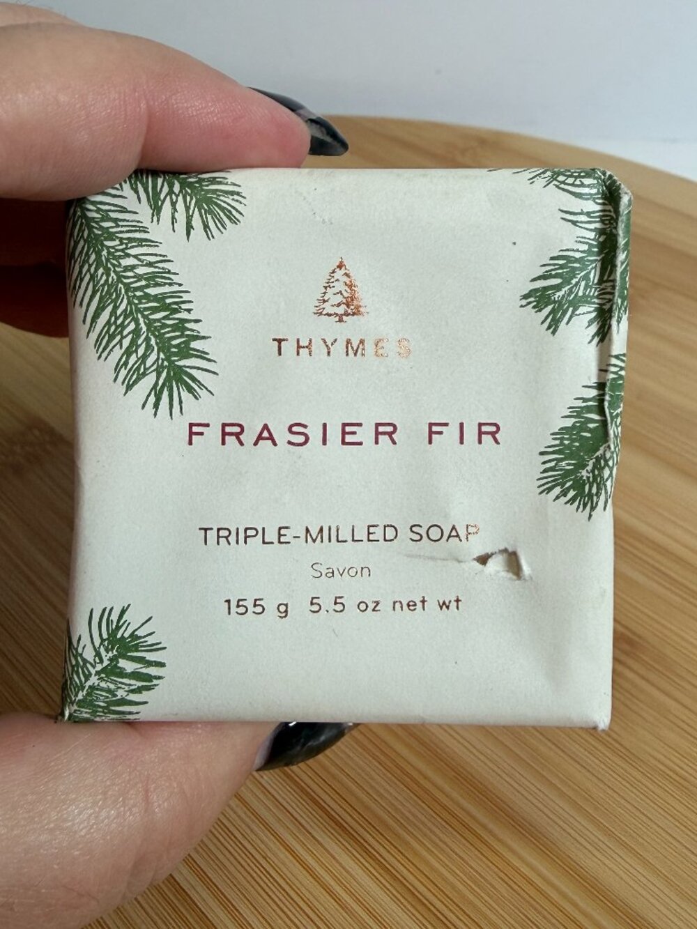 Thymes Frasier Fir Triple Milled Soap Savon 155 g 5.5 oz Hand Bar Soap